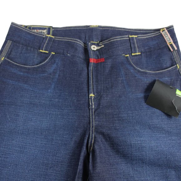 Marithe Francois Girbaud Yellow Logo Blue Denim  Bermuda Short, Size 34/… - Picture 8 of 12